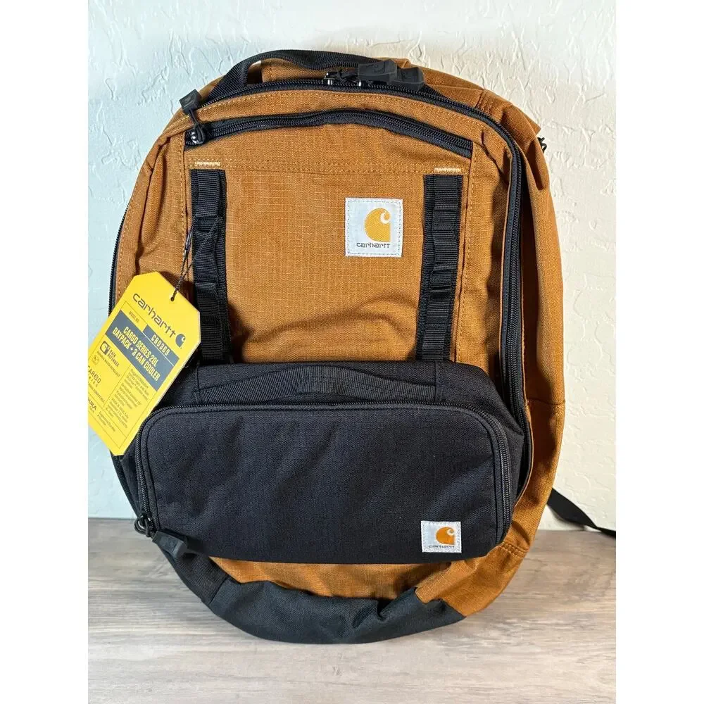 New! Carhartt Cargo Series 20L Daypack 3 Can Cooler Backpack Brown CB0369